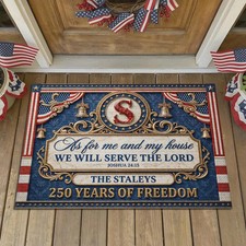 Personalized Christian Patriotic Doormat Custom Faith Welcome Mat