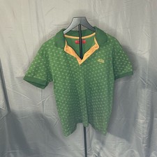 Vintage Boss Hugo Boss Green Daisy Print Golf Polo Shirt Men's Medium