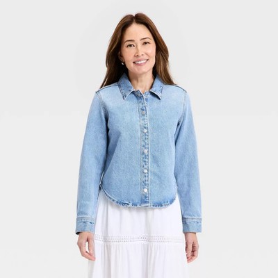 Women Cropped Boyfriend Denim Shirt - Universal Thread