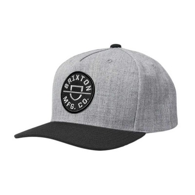 Brixton Crest NetPlus Snapback Cap Heather Grey Black One Size