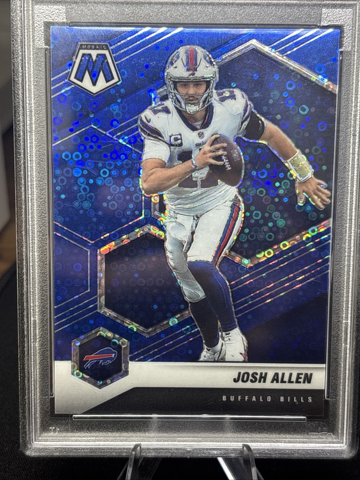 2021 Panini Mosaic Josh Allen No Huddle Blue /75 PSA 10 view 3