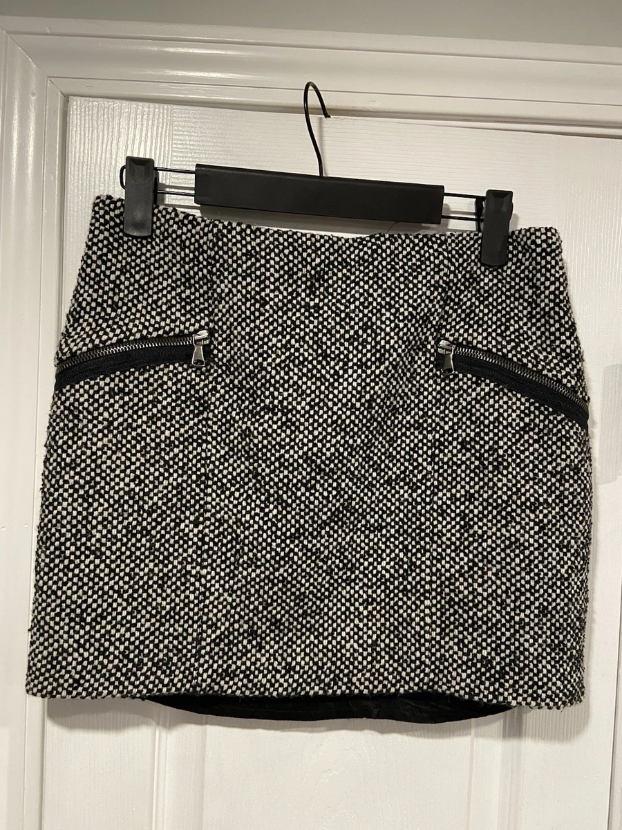 Jupe ZARA STUDIO Box Pleat Mini - Gris Laine - Occasion Très Bon État - Taille S/UK 8