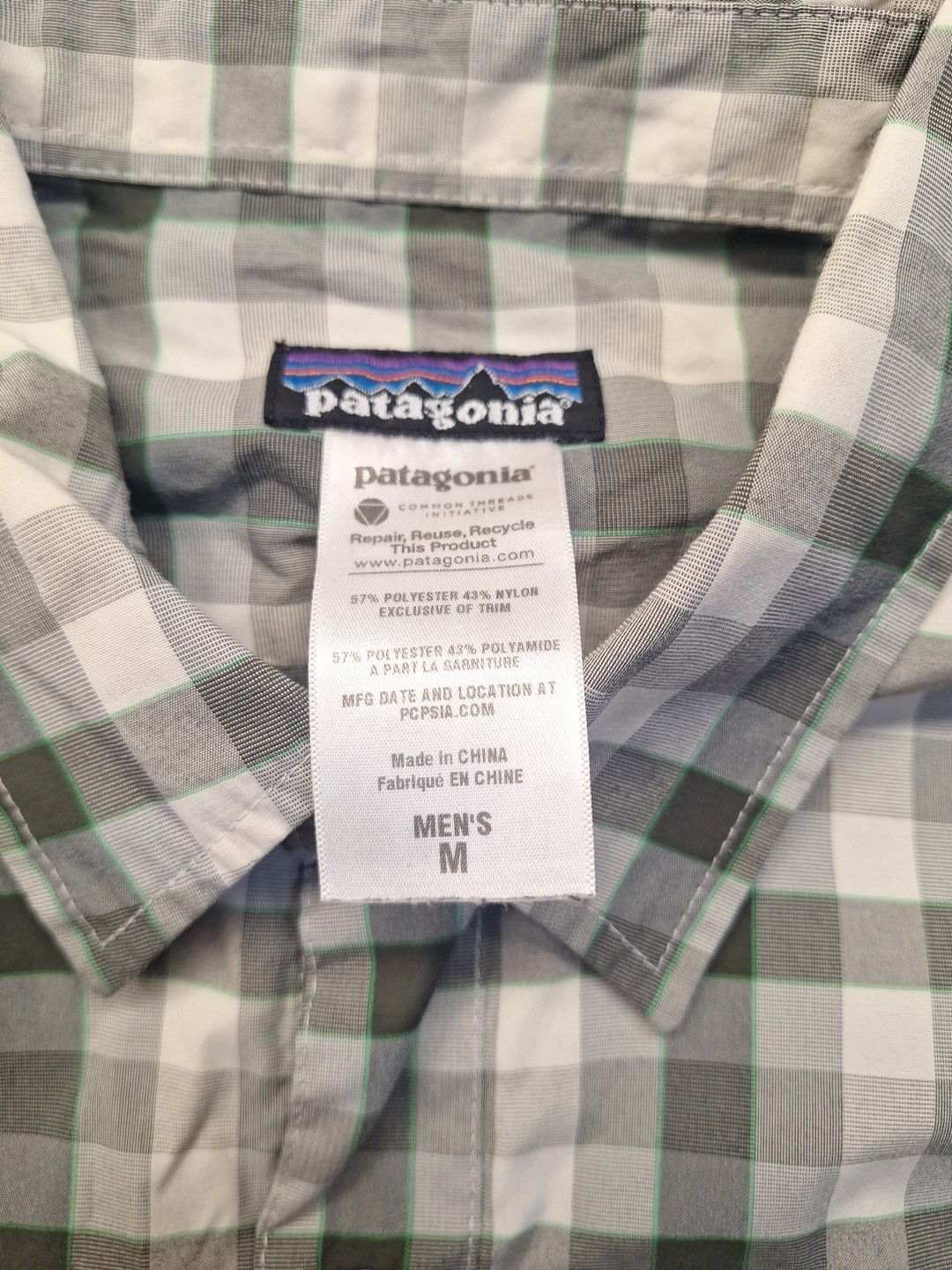 Patagonia El Ray Mens Medium Green Gingham Check Workwear Outdoor Hiking Camping thumbnail 5