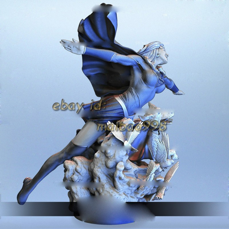 3D Print Super Girl + Dog Garage Kit Figure Model Kit Unpainted Unassembled GK