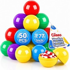 Ciieeo 50pcs Gumball Vending Machine Capsules Empty Colored Round Capsules Pl...