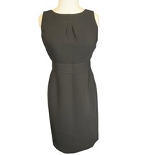 TALBOTS Black Midi Dress Size 4P Boatneck Classic Work Wear 100% Polyester