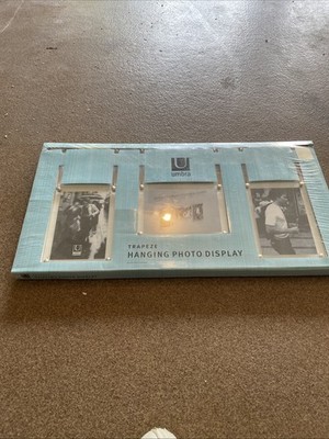 Umbra Trapeze Hanging Photo Display. Holds 3 4x6 Photos Nickel Finish