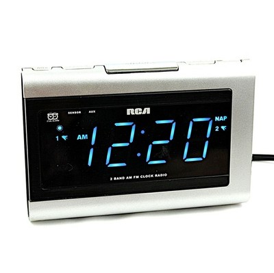 RCA Large Number Digital 2 Band AM FM Blue LED Dual Alarm Clock Radio RP5430B