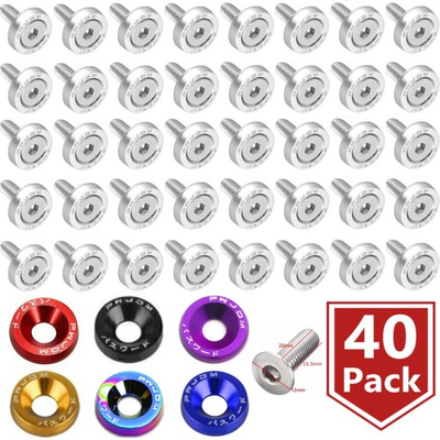 #ad 40PCS JDM Billet Aluminum Fender Bumper Hood Washer Bolt Engine Bay Dress Up Kit $12.99