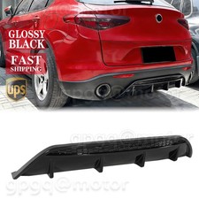 For Alfa Romeo Stelvio Sprint 2017-2022 V Style Rear Bumper Diffuser Gloss Black