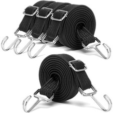 Verstellbare Spanngummis mit Haken 4 Stück 1 Meter Schwarz