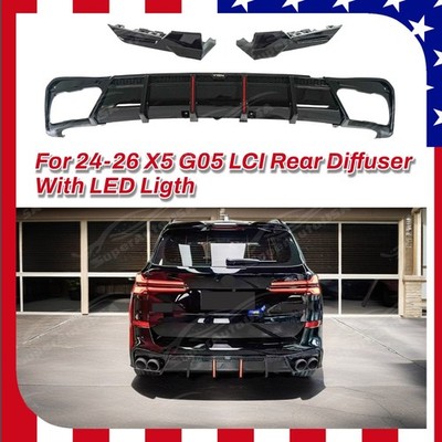 Fits BMW X5 G05 2024-26 Rear Diffuser Lip With LED Light & Side Corner Extension