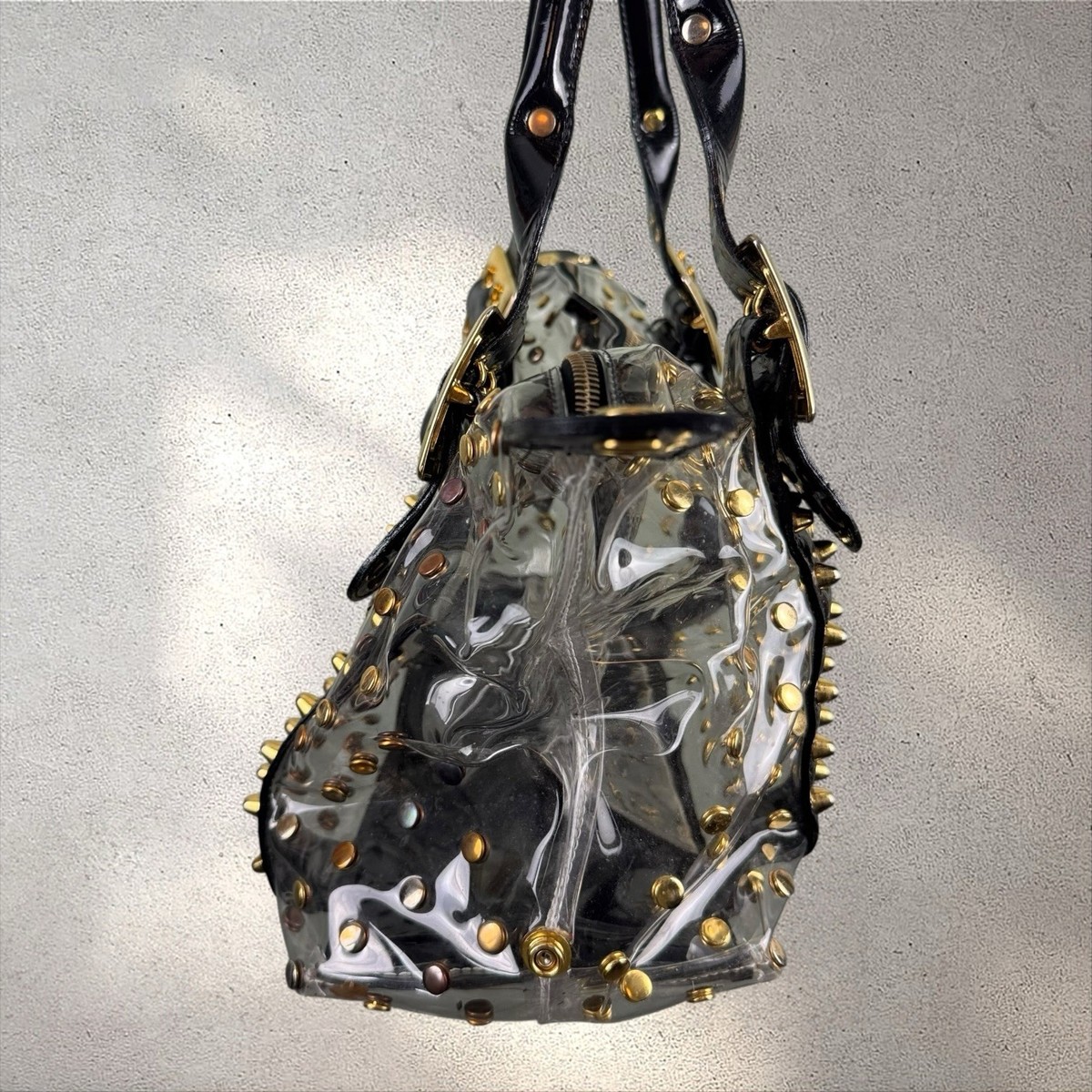 BE & D Garbo Studded Handbag Clear Y2K Purse Satchel Bag | eBay