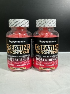 Creatine Monohydrate Gummies (2 PACK)  90ct Strawberry 5000mg Per Serving
