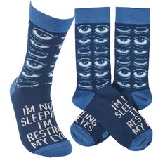 I'm Not Sleeping Unisex Crew Socks Size M/L Blue Novelty Primitives by Kathy New