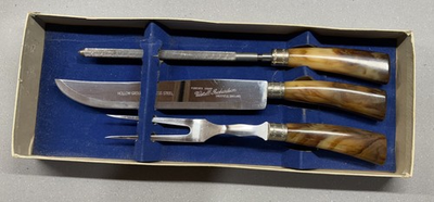 #ad #ad Vintage Warwick Sheffield England 3 Pc Carving Set Knife Fork Steel. Bakelite $50.00