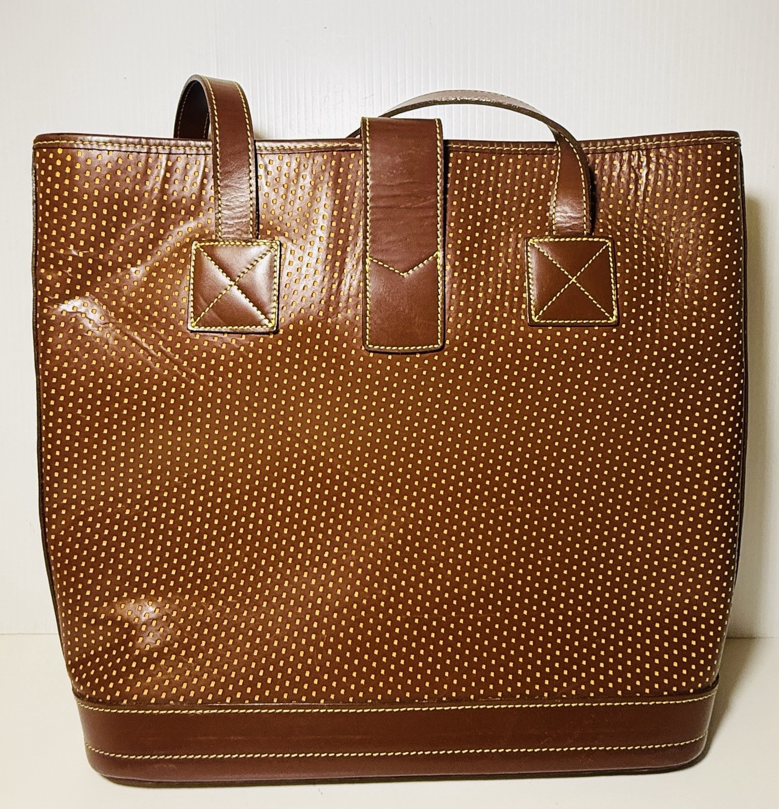 Rare Dooney & Bourke Vintage Cabrio Perforated Bag Tote Numbered Caramel Brown image 9