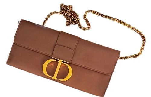 Sac portefeuille chaîne logo CD Christian Dior sac bandoulière en cuir beige