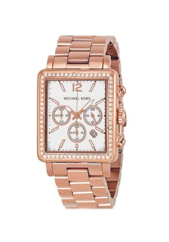 Michael Kors Womens White Date Dial Brown Leather Gold Steel  display picture 1