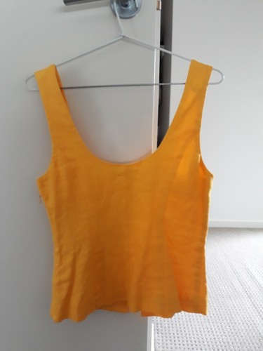 Hi There Karen Walker NWT NEW Linen Daisy Yellow Corset Top 8 Shell Buttons CUTE - Picture 9 of 12