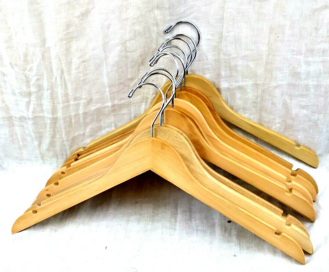 Wooden Clothes Hangers Coat Pant Garments Suit Trouser Bulk Rack Wardrobe  10 pcs