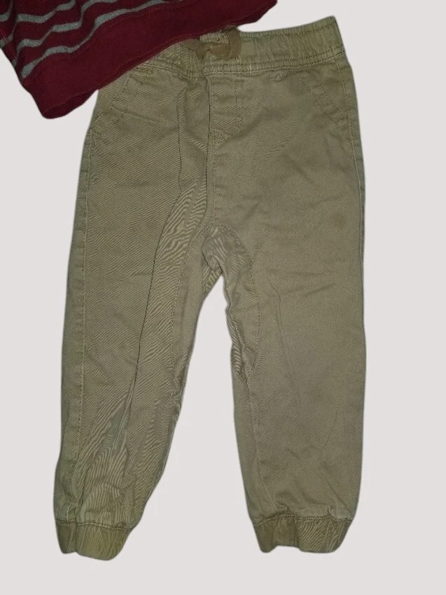 * Pantalones JUMPING BEANS Top a Rayas COBRE DENIM Caqui Niños Talla 24m 2T Foto 2 de 4