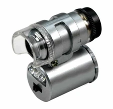 10-Pack 45X Mini LED Pocket Microscope + UV Light Coin Stamp Currency Detection