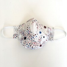 Handmade Adult Cloth Face Mask 10 piece lot Stars on White wire lined Cotton