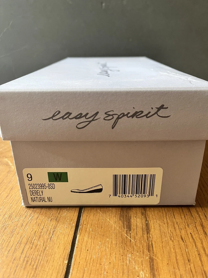 Easy Spirit Derely wedge pumps espadrilles leather natural tan sz 9 WIDE New   - Image 3 of 4