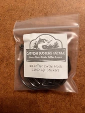 CATFISH BUSTERS TACKLE LIP STICKERS! 10/0 OFFSET CIRCLE FOR TROPHY CATFISH 12PK