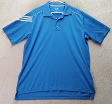 adidas Golf Polo Shirt Men's Large Blue Clima Cool High Low Slit Logo Collared
