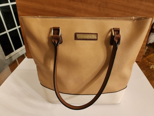 Calvin Klein Handbag Tote Shoulder Bag Purse Tan Cream - Picture 6 of 20