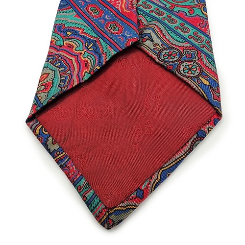 Tie Rack Paisley Necktie Red Green Blue 100% Silk The Windsor Collection Italy - Picture 5 of 8