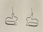 Silver Paper Clip Bunny Rabbit Dangle Fashion Pierced Earrings 1.5” x 1”
