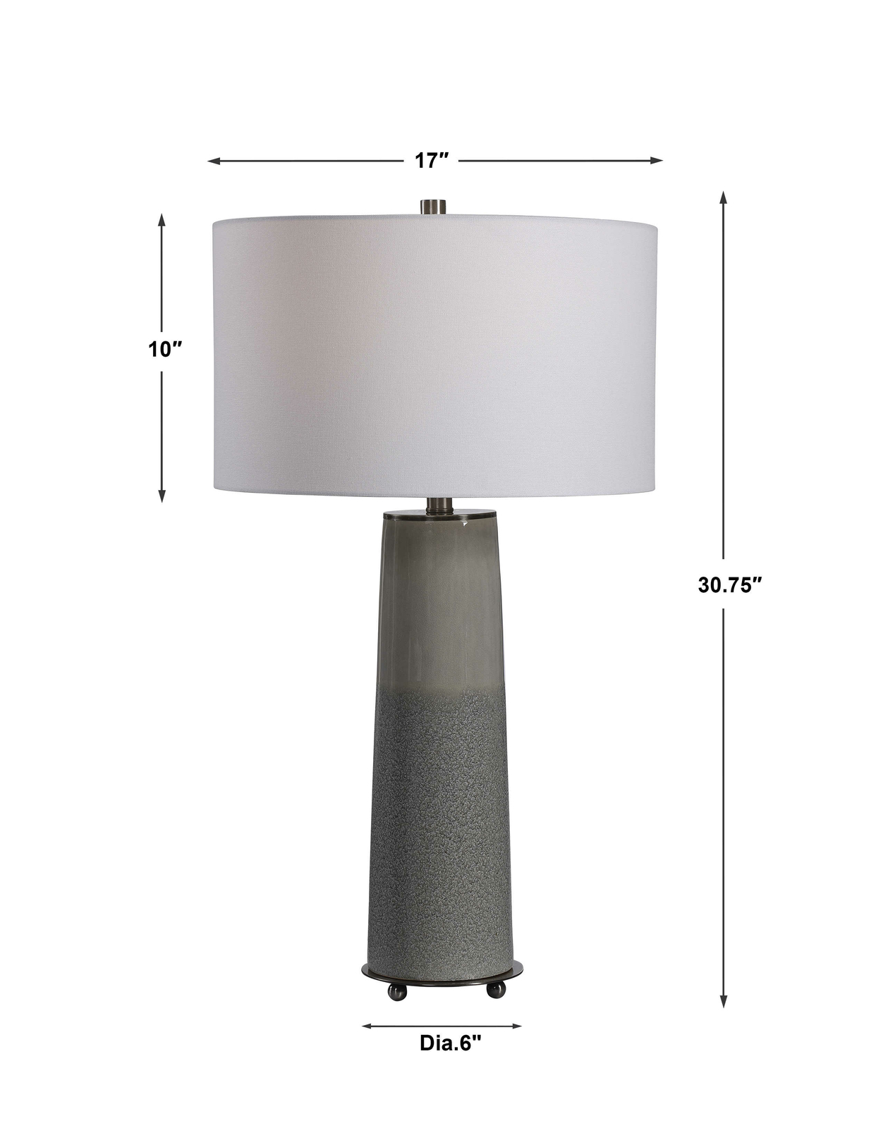 Sleek Contemporary Light Gray Column Table Lamp Ceramic Two Tone Gloss Textured