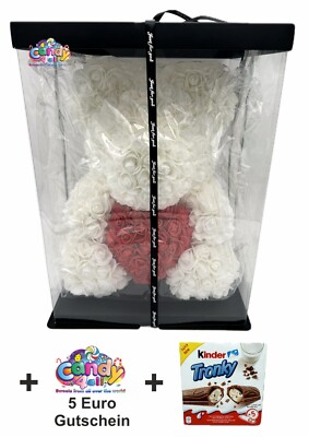 Geschenk Valentinstag XL Rosenbär  Rosen Bär 35cm Teddybär Rose  Candygutschein