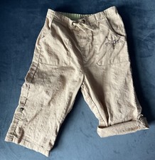 JANIE AND JACK Pants Boy 12-18 mos Capris Monkey Jungle Theme Roll Tab Tan Brown