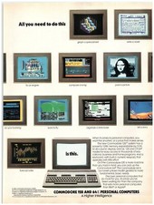1986 PRINT AD, Commodore Personal Computers 128 64 Systems Higher Intelligence