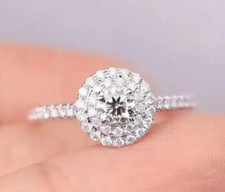 2 Ct Round Cut VVS1 Moissanite Engagement Ring 14K White Gold Plated For Her