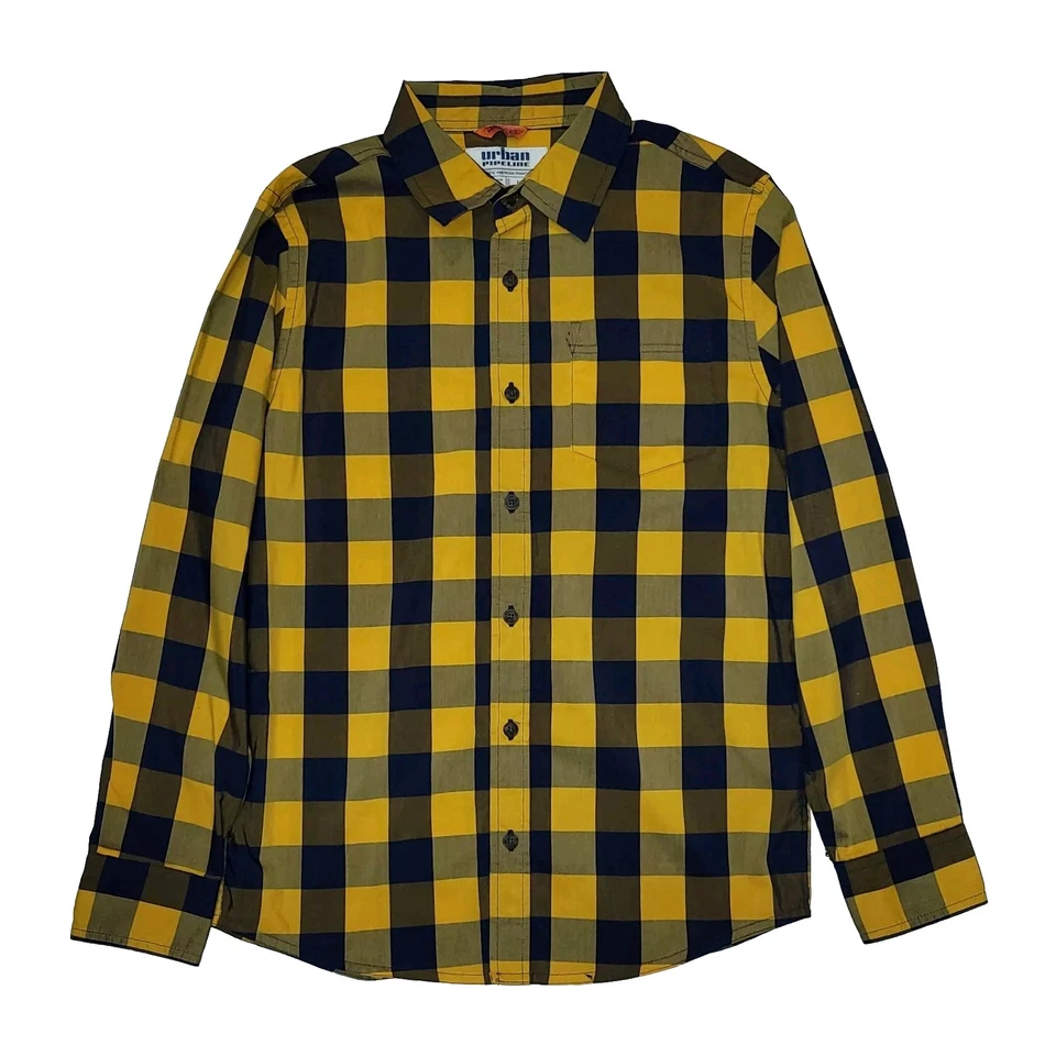 Urban Pipeline Maxflex длинным рукавом желтый/синий клетку рубашка на пуговицах мальчиков L - Изображение 2 из 3