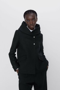 short coat with wraparound collar