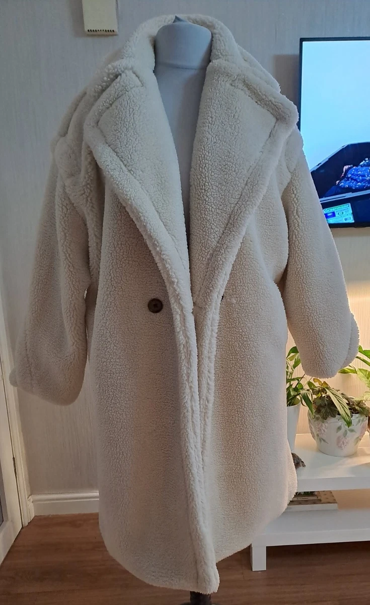 BNWT *QUIZ CLOTHING* Cream Teddy Coat Jacket Winter Cosy Warm Button Up  Size 16 | eBay