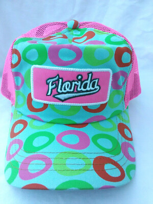 Florida US Embroidered Pink Mesh Back Snap back Hat Cap Green New