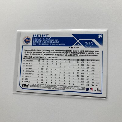 Brett Baty 2023 Topps Series 1 One Baseball Gold Foil Rookie Card