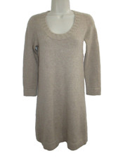 Banana Republic 100% Cashmere Beige Round neck Button back Neck Sweater Dress XS