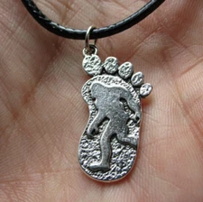 BIGFOOT Footprint 19" Minimalist Necklace Quarter Size Charm, Sasquatch Walking