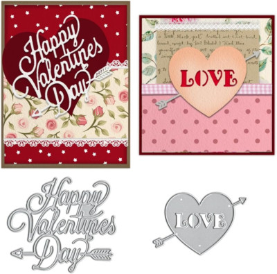 Valentine Love Heart Metal Cutting Dies, Words Die Cuts with Sentiment for Card