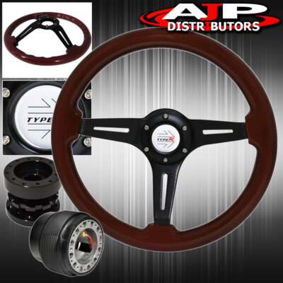 Extender For 89-05 Eclipse + Dark Wood Black Center Streak Style Steering Wheel