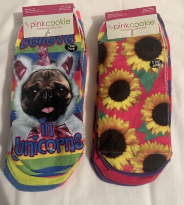 NWT! Young Girl Pink Cookie Shortie Socks 10 Pair Shoe Size 4-10