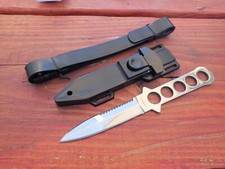 9  Fixed Blade Diving Knife Mirror Finish Chrome Spear Point Adjustable Legstrap